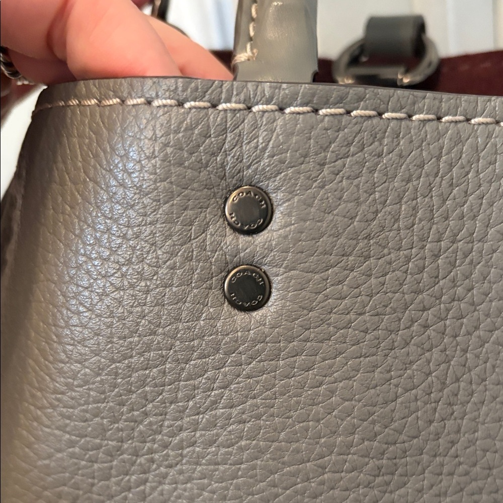 Coach Rogue 30 Heather Gray Pebbled Leather with Burgundy Suede - Picture 6 of 16